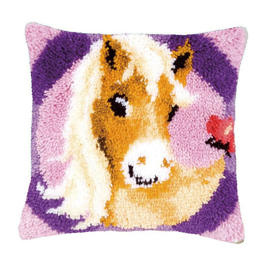 Cute Pony Latch Hook Pillow Crocheting Kit