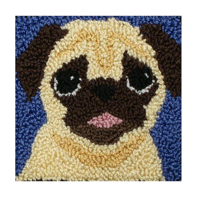 Cute Beige Puppy Latch Hook Pillow Crocheting Kit