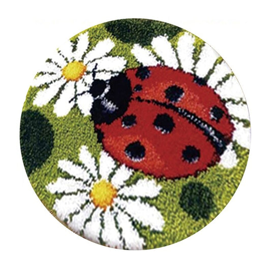 Ladybug On A Flower Latch Hook Rug Crocheting Knitting Kit