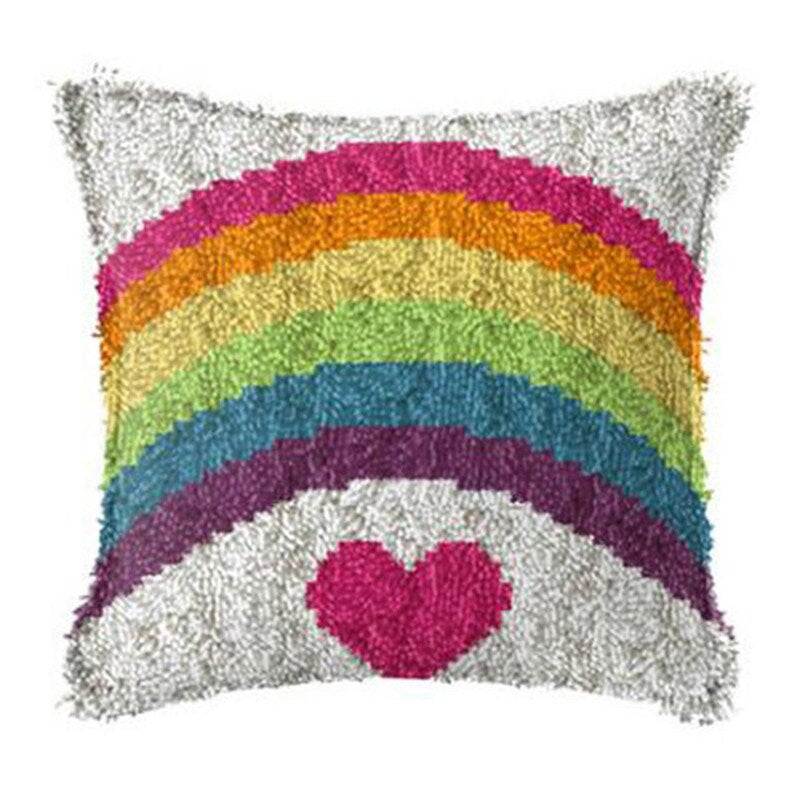 Rainbow Love Latch Hook Pillow Crocheting Kit