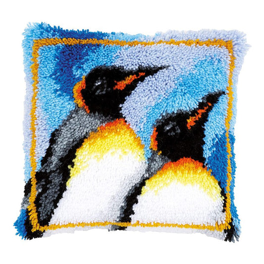 Two Penguins Latch Hook Pillow Crocheting Kit