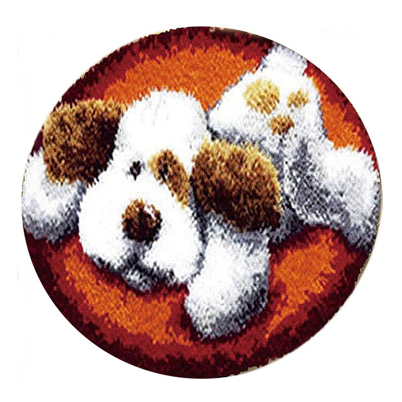 White Puppy Latch Hook Rug Crocheting Knitting Kit