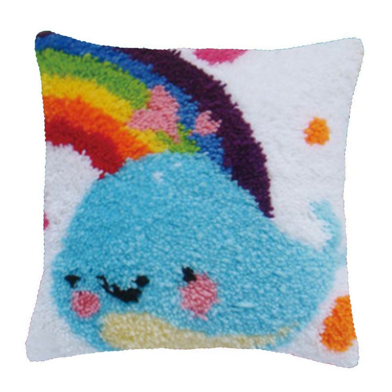 Rainbow Whale Latch Hook Pillow Crocheting Kit