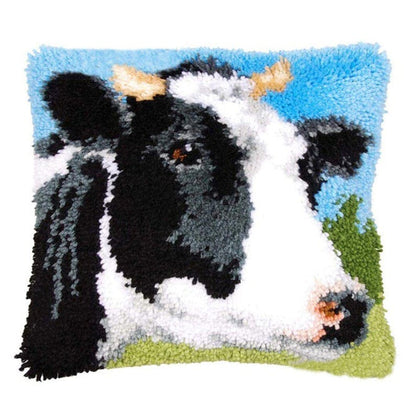 Cow Latch Hook Pillow Crocheting Kit