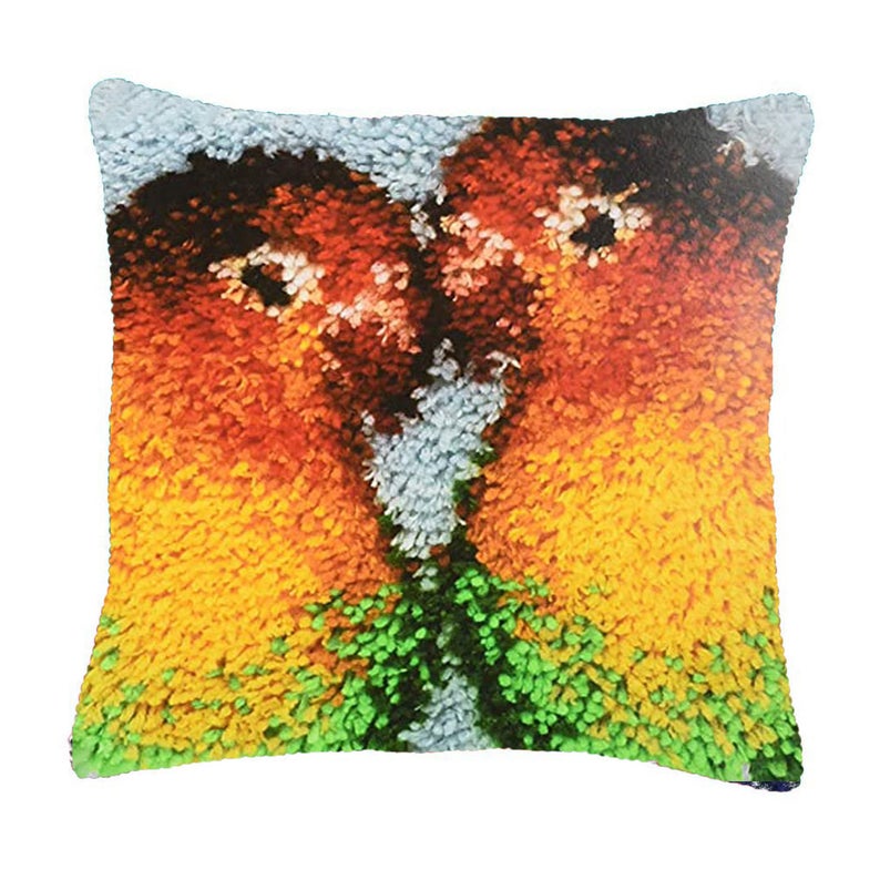 Couple Parrots Latch Hook Pillow Crocheting Kit