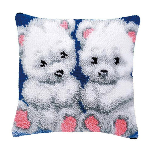 Two Bears Latch Hook Pillow Crocheting Kit