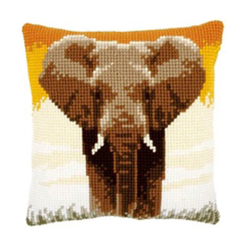 Big Elephant Latch Hook Pillow Crocheting Knitting Kit