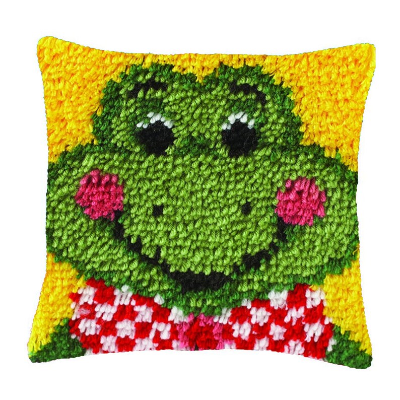 Frog Prince Latch Hook Pillow Crocheting Kit