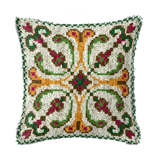 Green Pattern Latch Hook Pillow Crocheting Kit