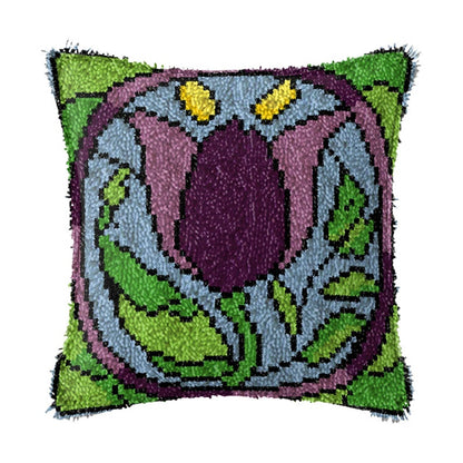 Purple Flower Latch Hook Pillow Crocheting Kit