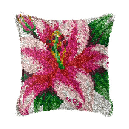 Pink Lily Latch Hook Pillow Crocheting Kit