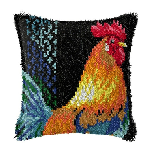 Rooster Latch Hook Pillow Crocheting Kit