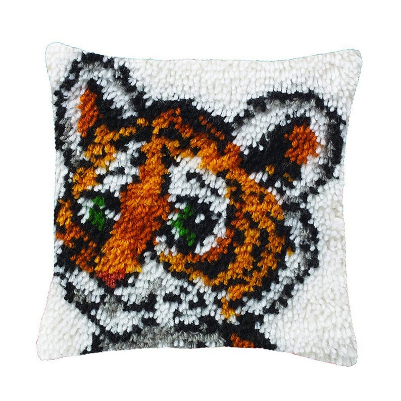 Cute Tiger Latch Hook Pillow Crocheting Kit