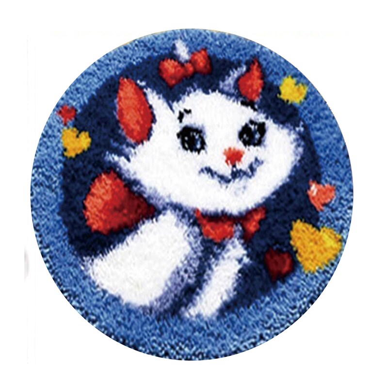 White Cat Latch Hook Rug Crocheting Knitting Kit