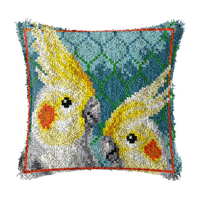 Yellow Birds Latch Hook Pillow Crocheting Kit