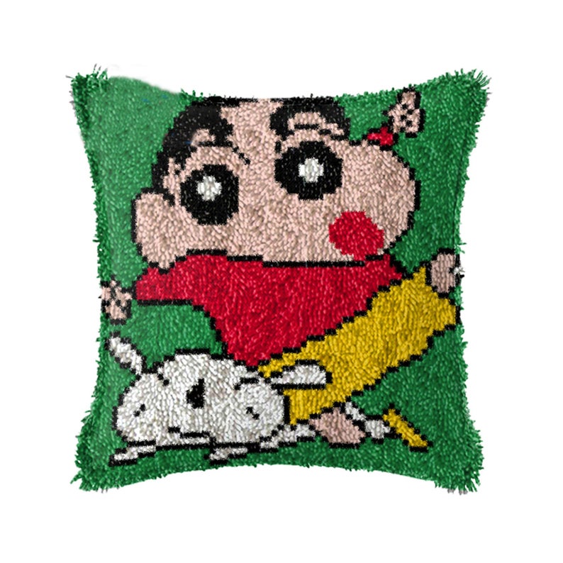 Cartoon Boy Latch Hook Pillow Crocheting Knitting Kit