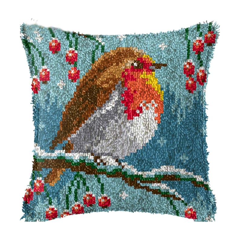 Winter Bird Latch Hook Pillow Crocheting Kit
