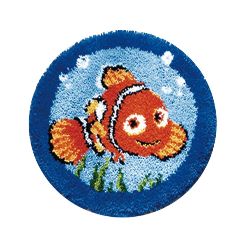 Orange Fish Latch Hook Rug Crocheting Knitting Kit