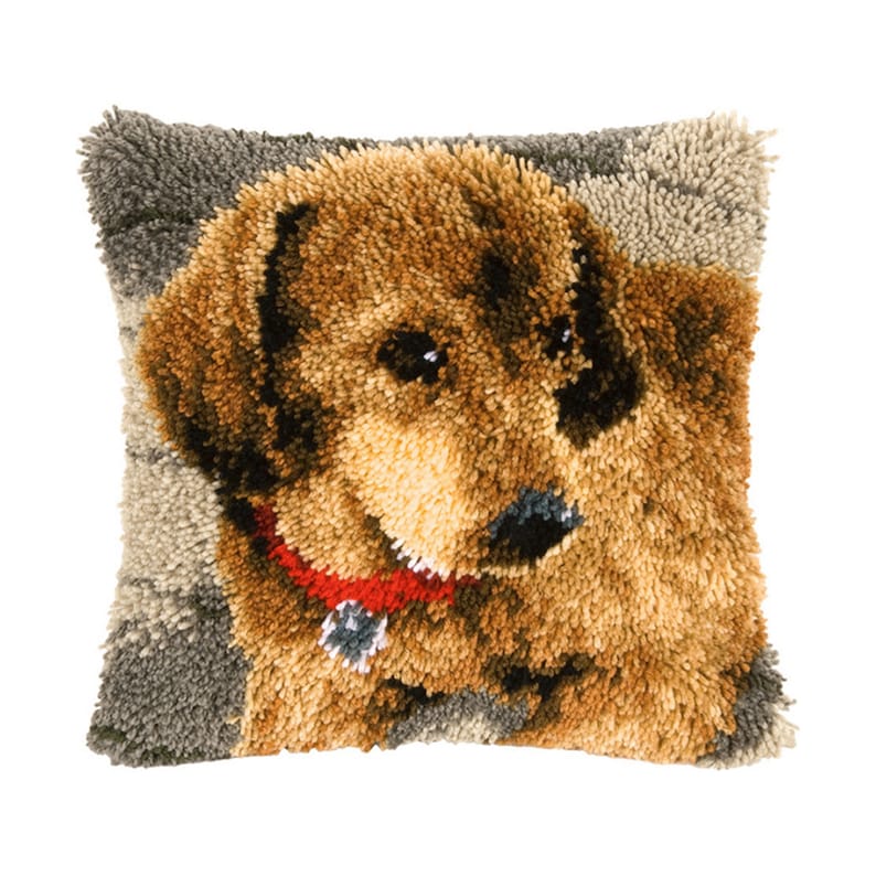 Sweet Dog Latch Hook Pillow Crocheting Kit