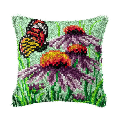 Red Butterfly Latch Hook Pillow Crocheting Kit