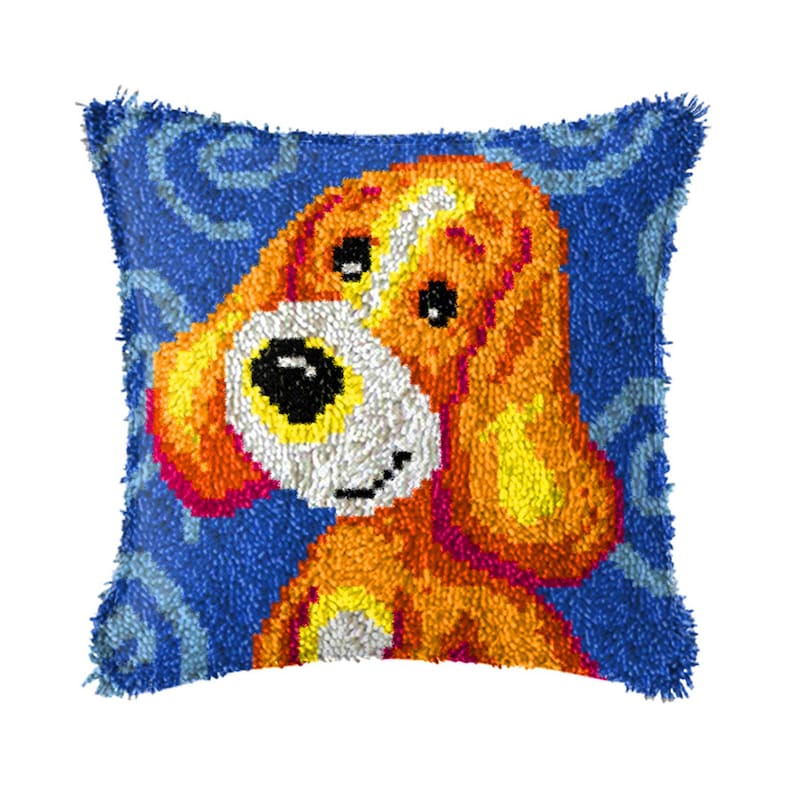 Happy Dog Latch Hook Pillow Crocheting Kit