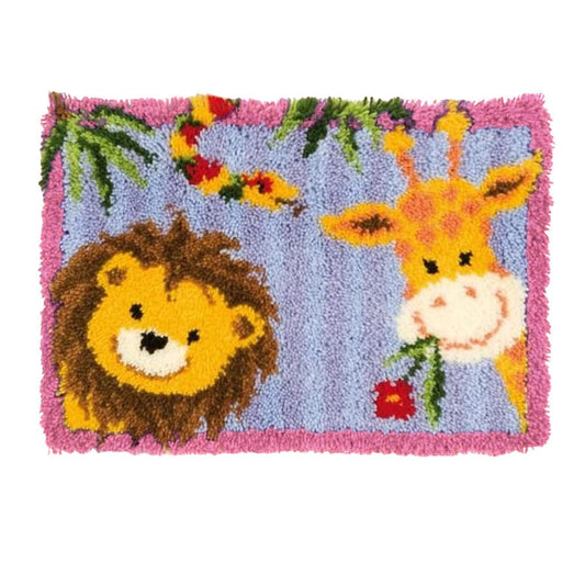 Lion and Giraffe Latch Hook Rug Crocheting Knitting Kit