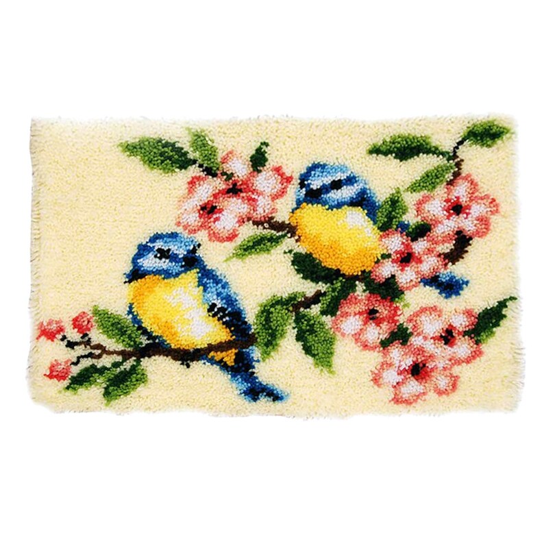 Blue and Yellow Birds Latch Hook Rug Crocheting Knitting Kit