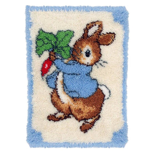 Rabbit with Radish Latch Hook Rug Crocheting Knitting Kit