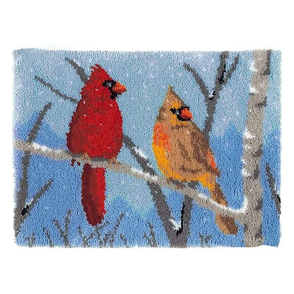 Two Winter Birds Latch Hook Rug Crocheting Knitting Kit