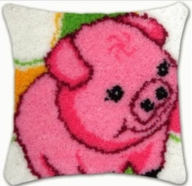 Cute Pig Latch Hook Pillow Crocheting Kit