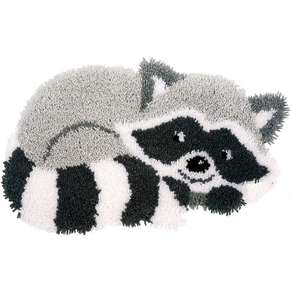 Sleepy Racoon Latch Hook Rug Crocheting Knitting Kit