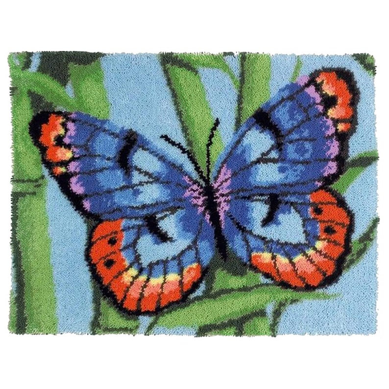 Butterfly with Bamboo Latch Hook Rug Crocheting Knitting Kit