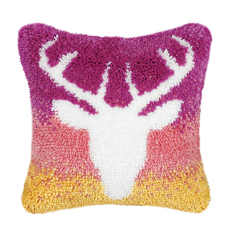 Antlers Pattern Latch Hook Pillow Crocheting Knitting Kit