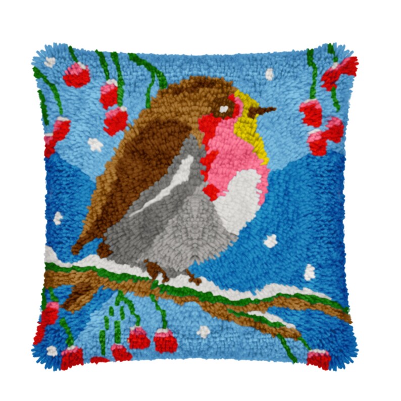 Sparrow Latch Hook Pillow Crocheting Kit