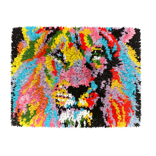 Multicolour Lion Latch Hook Rug Crocheting Knitting Kit