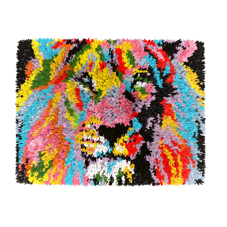 Multicolour Lion Latch Hook Rug Crocheting Knitting Kit