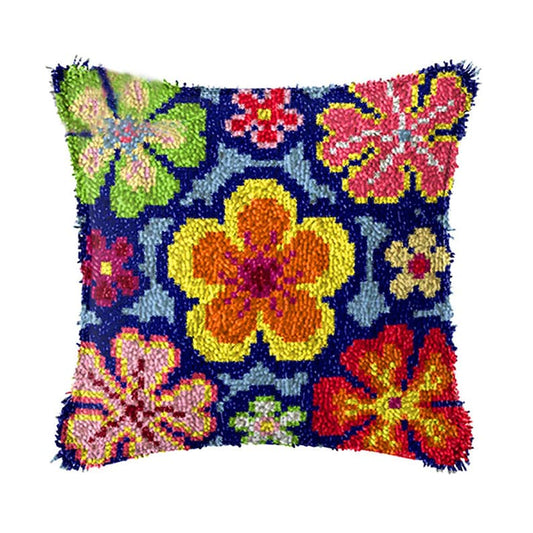 Multicolour Flowers Latch Hook Pillow Crocheting Kit