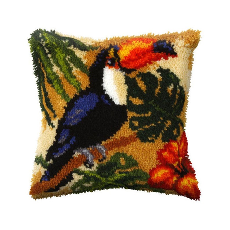 Exotic Parrot Latch Hook Pillow Crocheting Kit