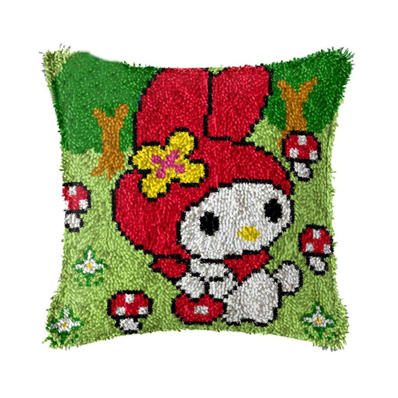 Cartoon Bunny Latch Hook Pillow Crocheting Kit