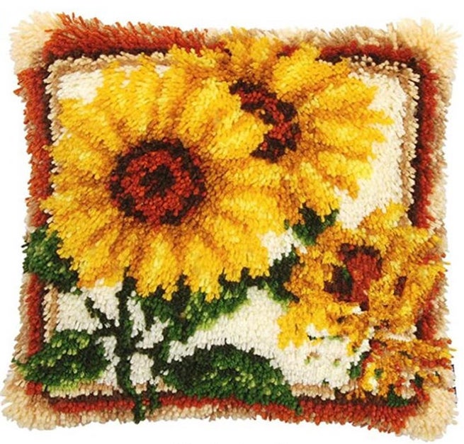 Sunflowers Latch Hook Pillow Crocheting Kit