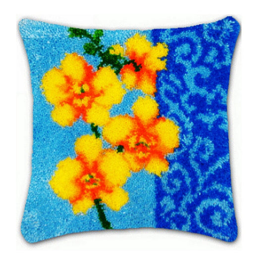 Yellow Flower Latch Hook Pillow Crocheting Kit