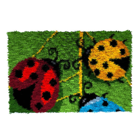 Three Ladybugs Latch Hook Rug Crocheting Knitting Kit