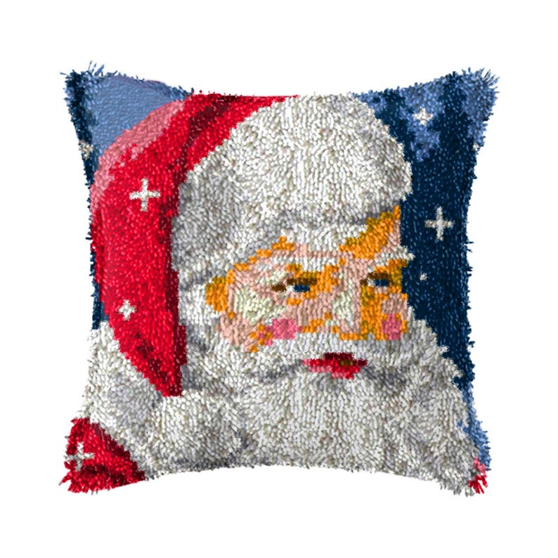 Santa on Christmas Latch Hook Pillow Crocheting Kit