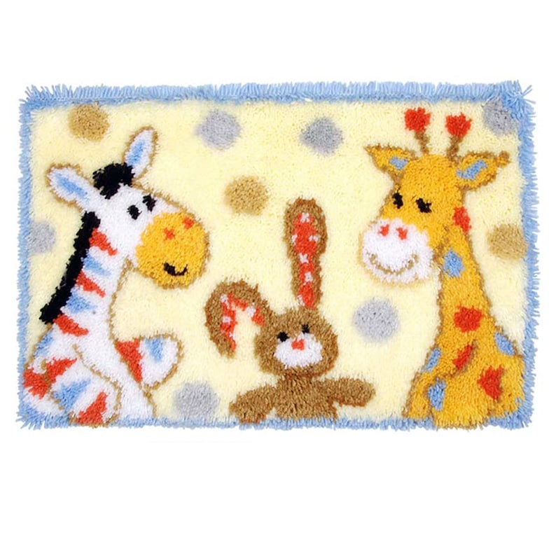 Giraffes and Rabbit Latch Hook Rug Crocheting Knitting Kit