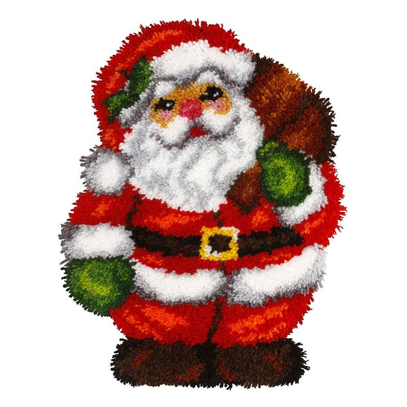 Santa with Presents Latch Hook Rug Crocheting Kit