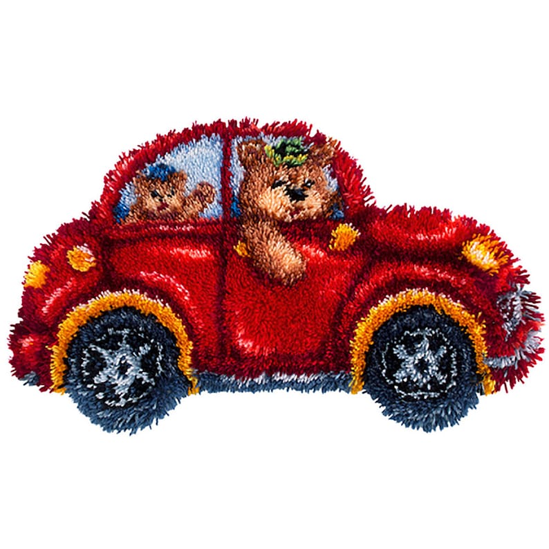 Bears in the Car Latch Hook Rug Crocheting Knitting Kit