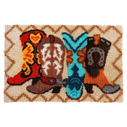 Cowboy Shoes Latch Hook Rug Crocheting Knitting Kit