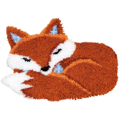 Sleepy Fox Latch Hook Rug Crocheting Knitting Kit