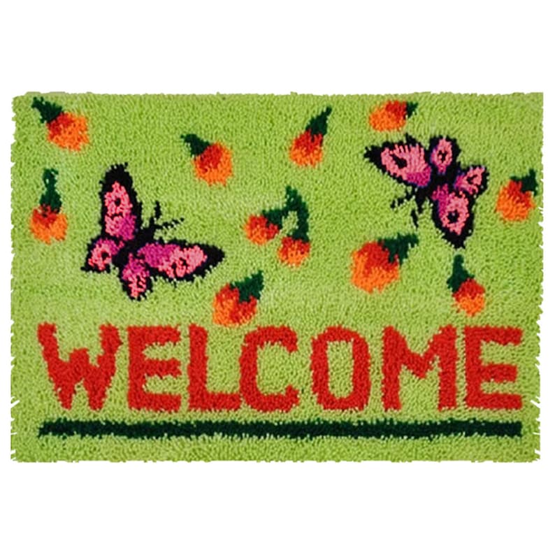 Butterfly Welcome Latch Hook Rug Crocheting Knitting Kit