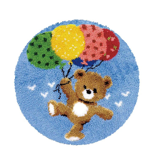 Bear with Balloons Latch Hook Rug Crocheting Knitting Kit